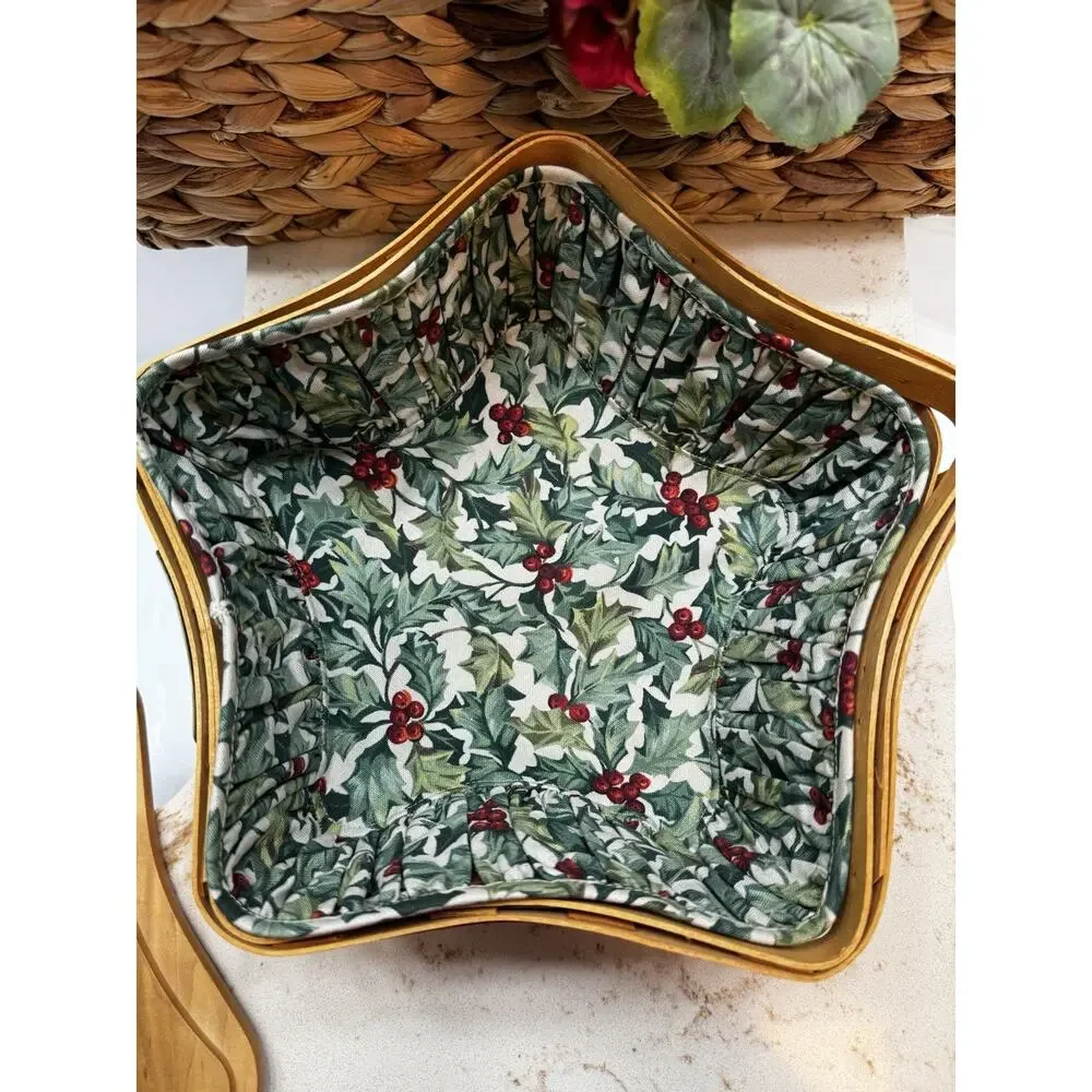 Longaberger Christmas Collection 2001 Shining Star Basket Liner Lid Preowned